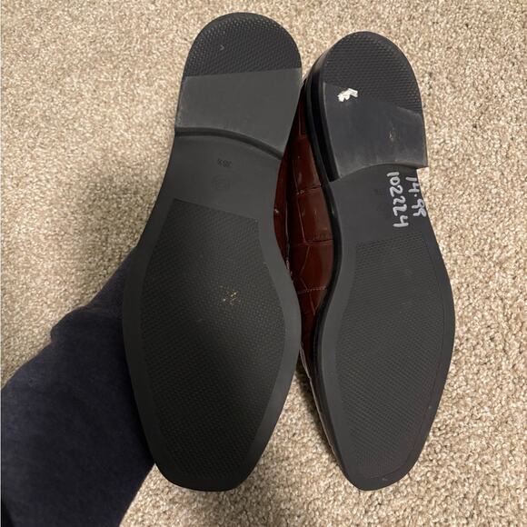 3.1 Phillip Lim Maroon Brown Crocodile Reptile Embossed Loafers 38.5 - Picture 7 of 7